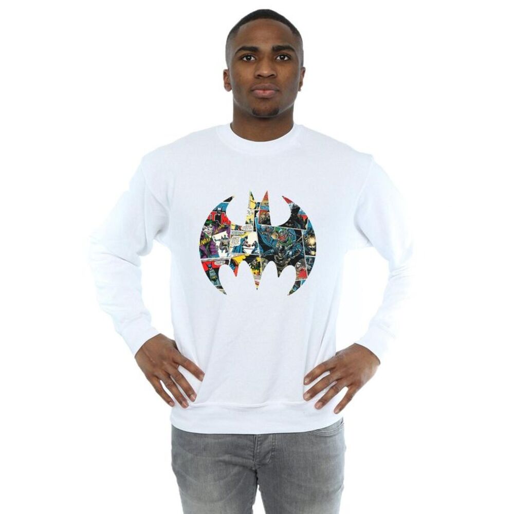 DC Comics Mens Batman Comic Book Logo Sweatshirt / White